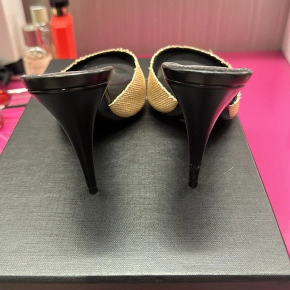 Saint Laurent la raffia and leather stiletto sandals - Picture 3 of 6